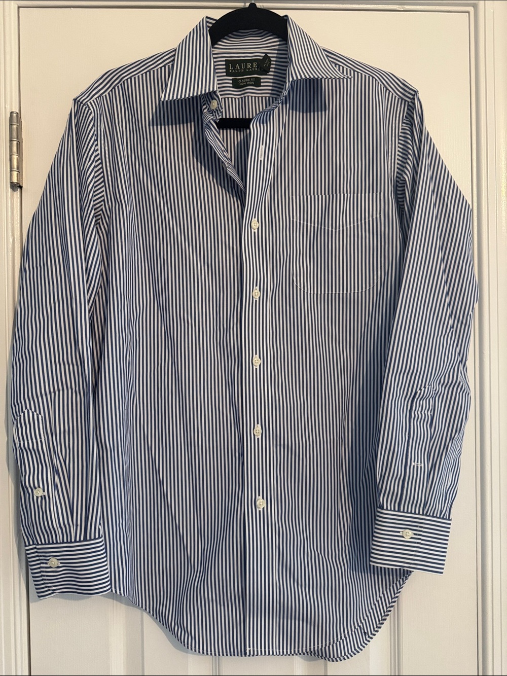 Lauren Ralph Lauren Blue and White Stripe Dress Shirt